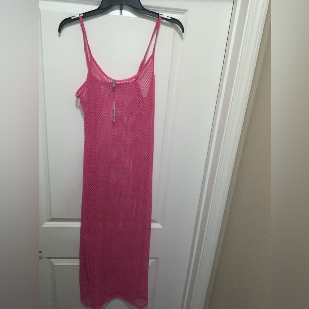 Pink Mesh Swimsuit Coverups